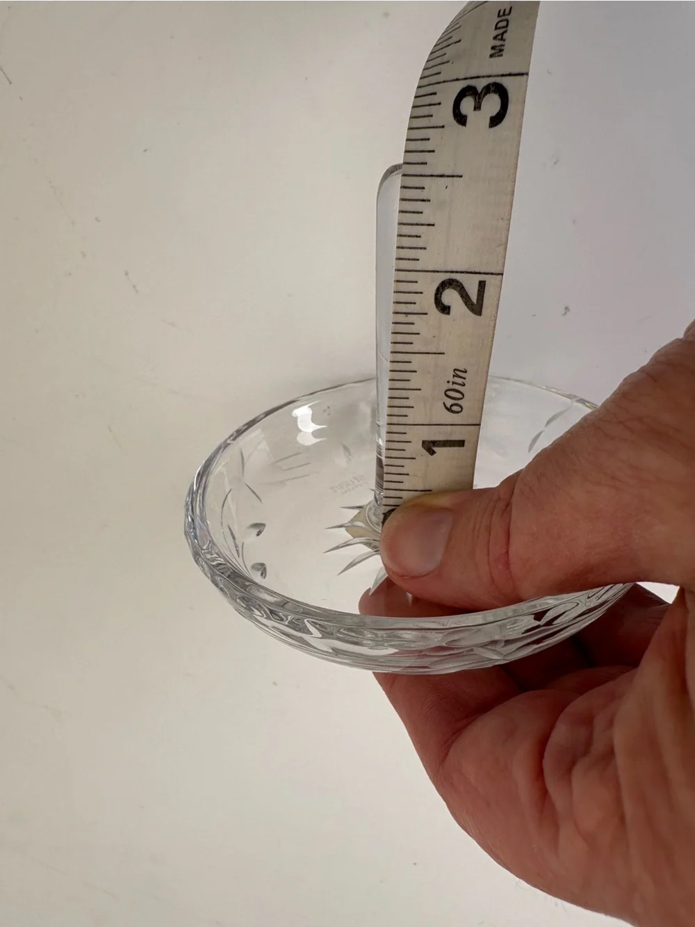 Hungarian Etched Crystal Clear Round Ring Holder Dish